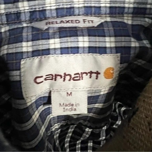 Carhartt Relax Fit Blue Tartan Plaid Button Down Shirt - Picture 4 of 7